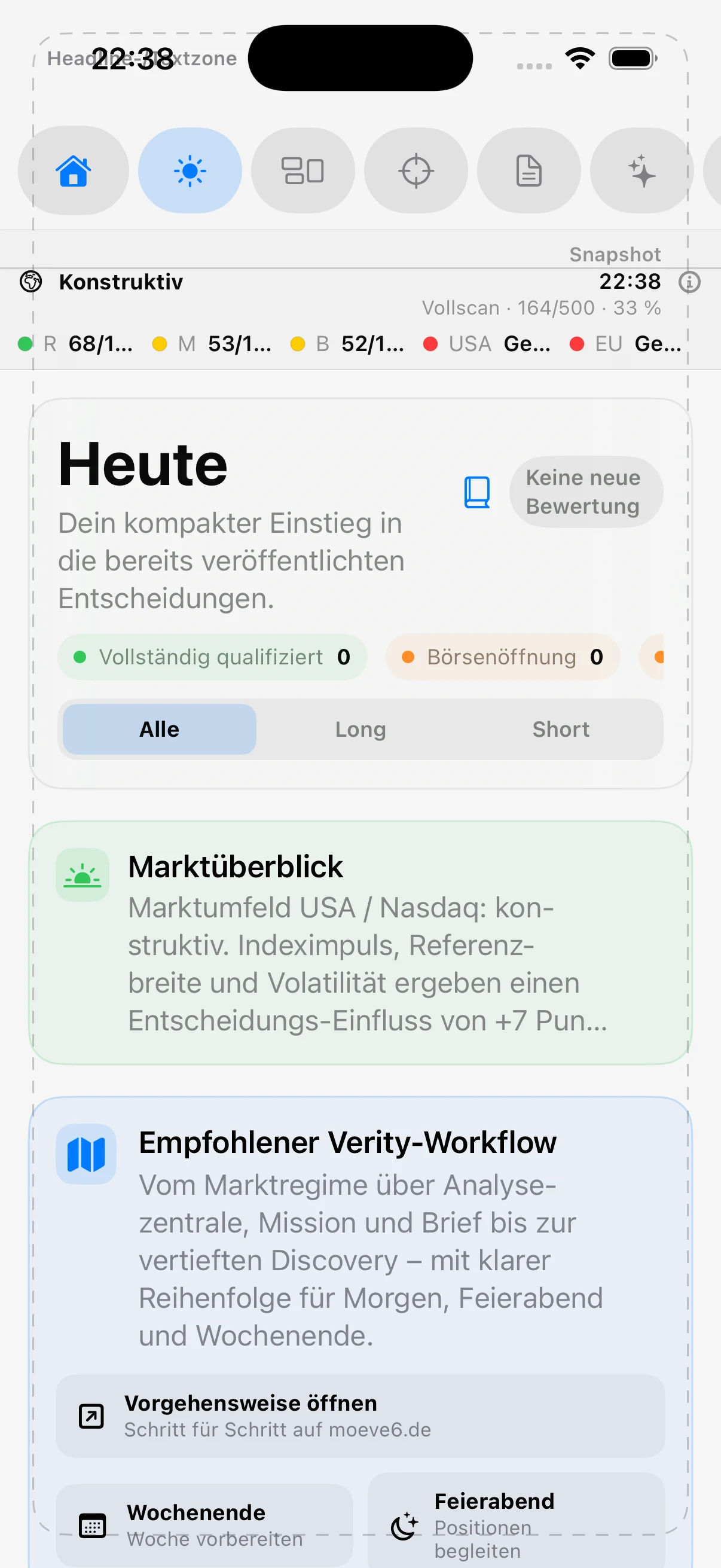 Verity Heute auf dem iPhone