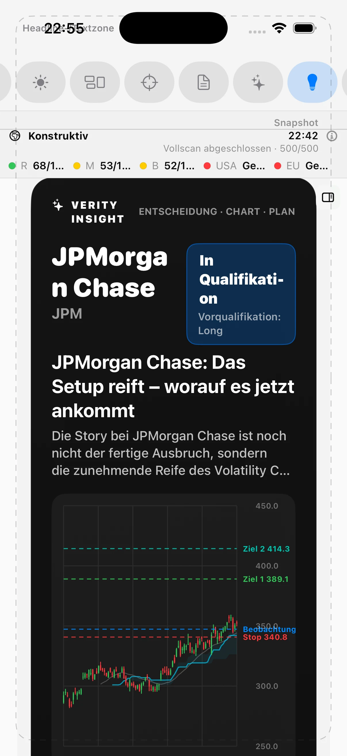 Verity Card auf dem iPhone